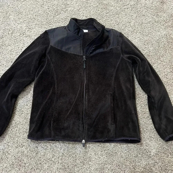 Danskin Ski Fuzzy Full Zip Cozy Jacket Thermal Womens Black Layering Soft Shag - Picture 10 of 10